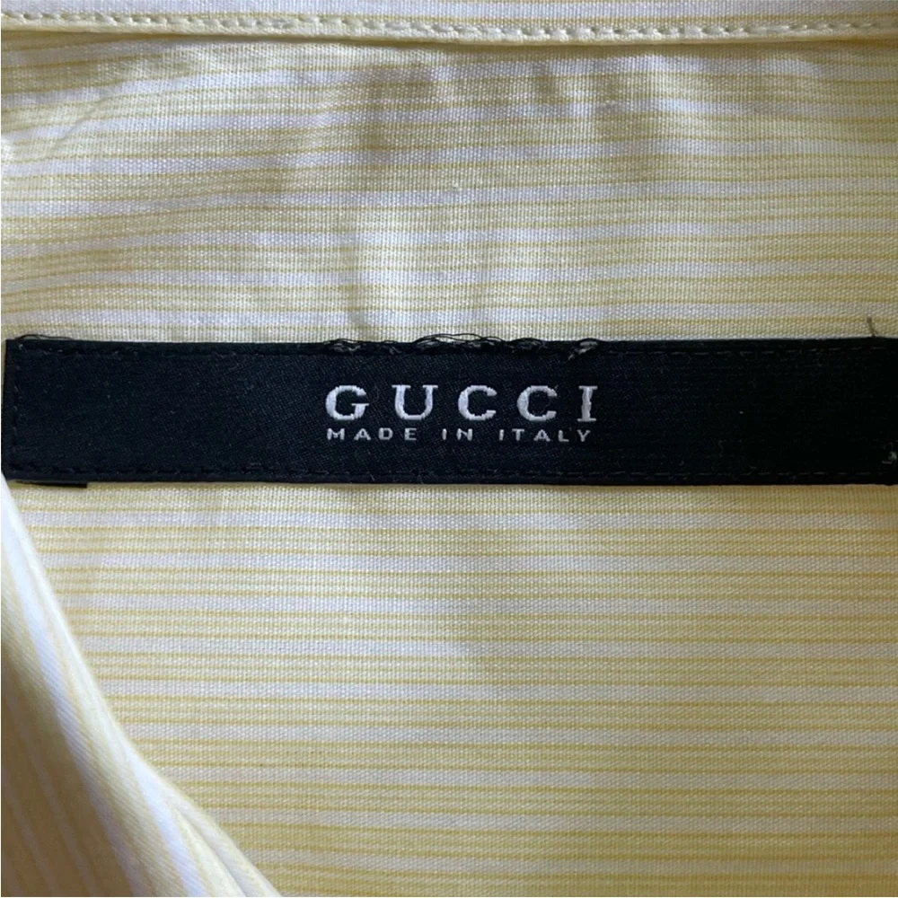 GUCCI Men's Yellow Cotton Dress Shirt Size 39 15.5 ITALY